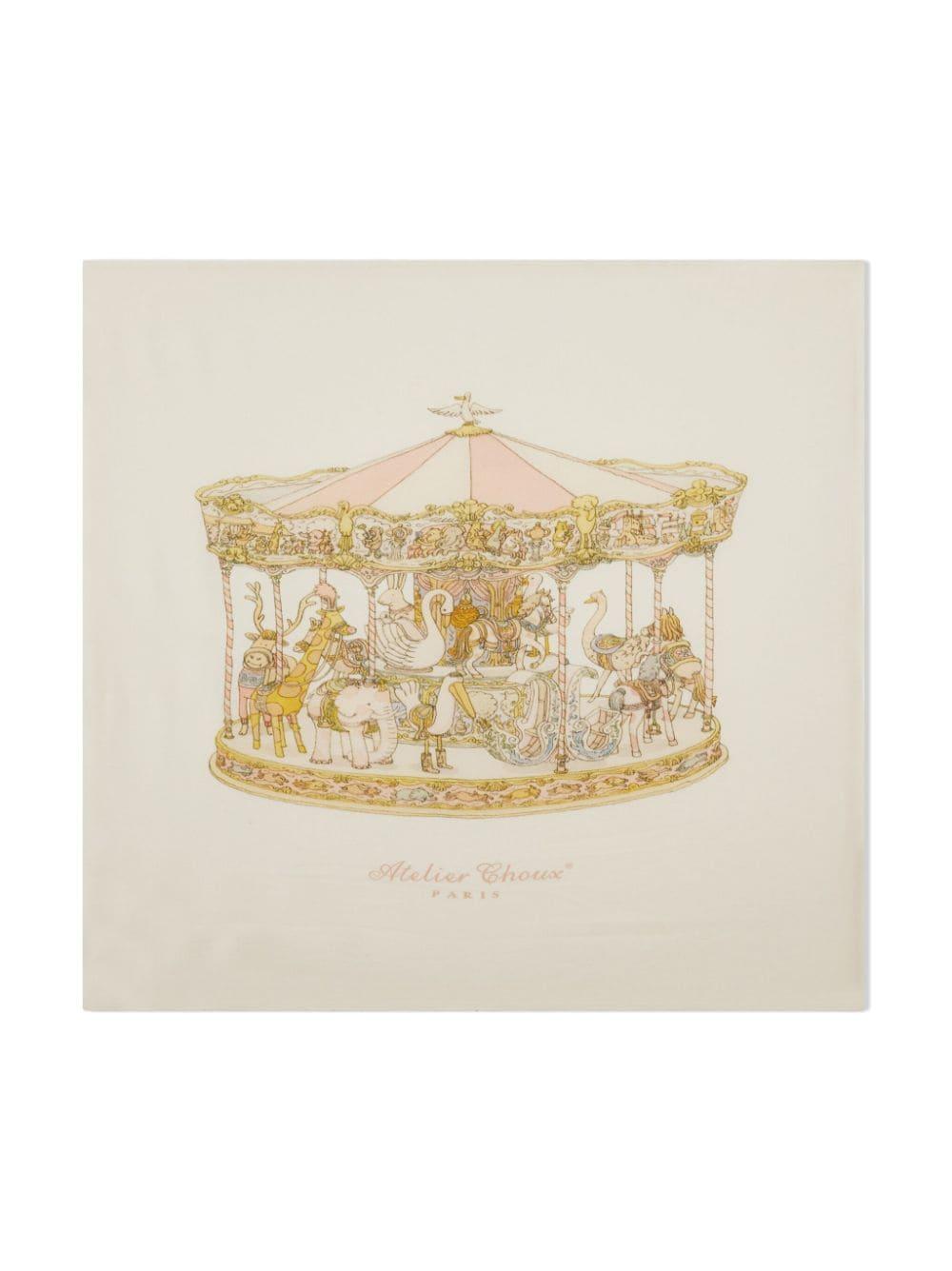 Coperta per neonati Atelier Choux Paris beige con stampa Carousel CBCWCARPB CAROUSEL ATELIER CHOUX PARIS KIDS 