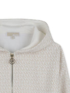 Felpa con zip per bambino Michael Kors Kids beige con stampa logo all-over R30589 190 MICHAEL KORS KIDS 