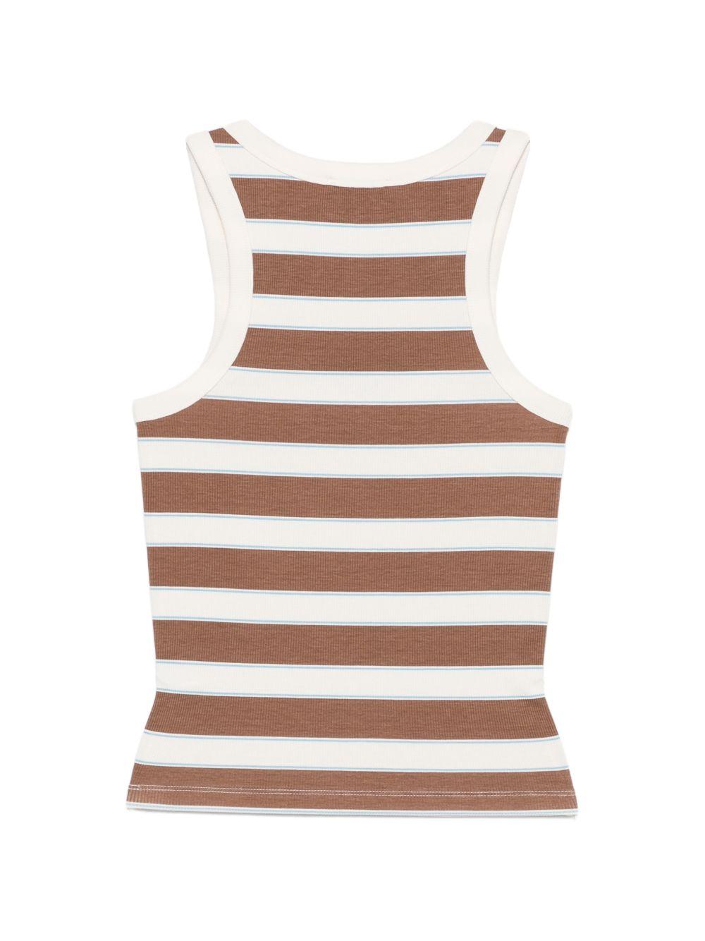 Canotta da donna MC2 Saint Barth bianco e marrone con motivo a righe AAD001 02675L MC2 ST. BARTH 