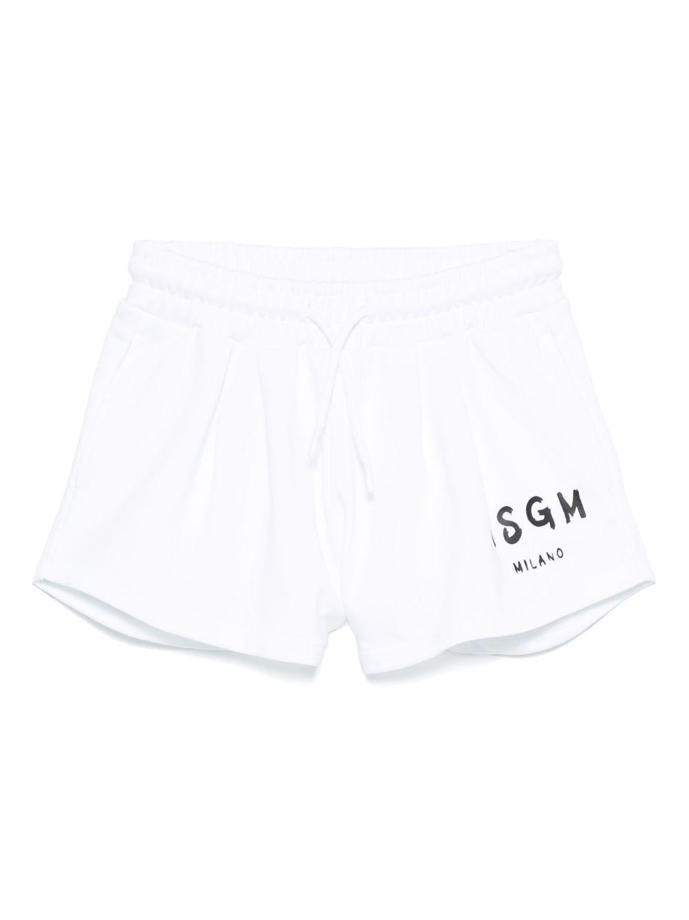 Pantaloncini con stampa logo per bambina MSGM Kids bianco con gamba larga S5MSJGSH092 001 MSGM KIDS 