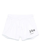 Pantaloncini con stampa logo per bambina MSGM Kids bianco con gamba larga S5MSJGSH092 001 MSGM KIDS 
