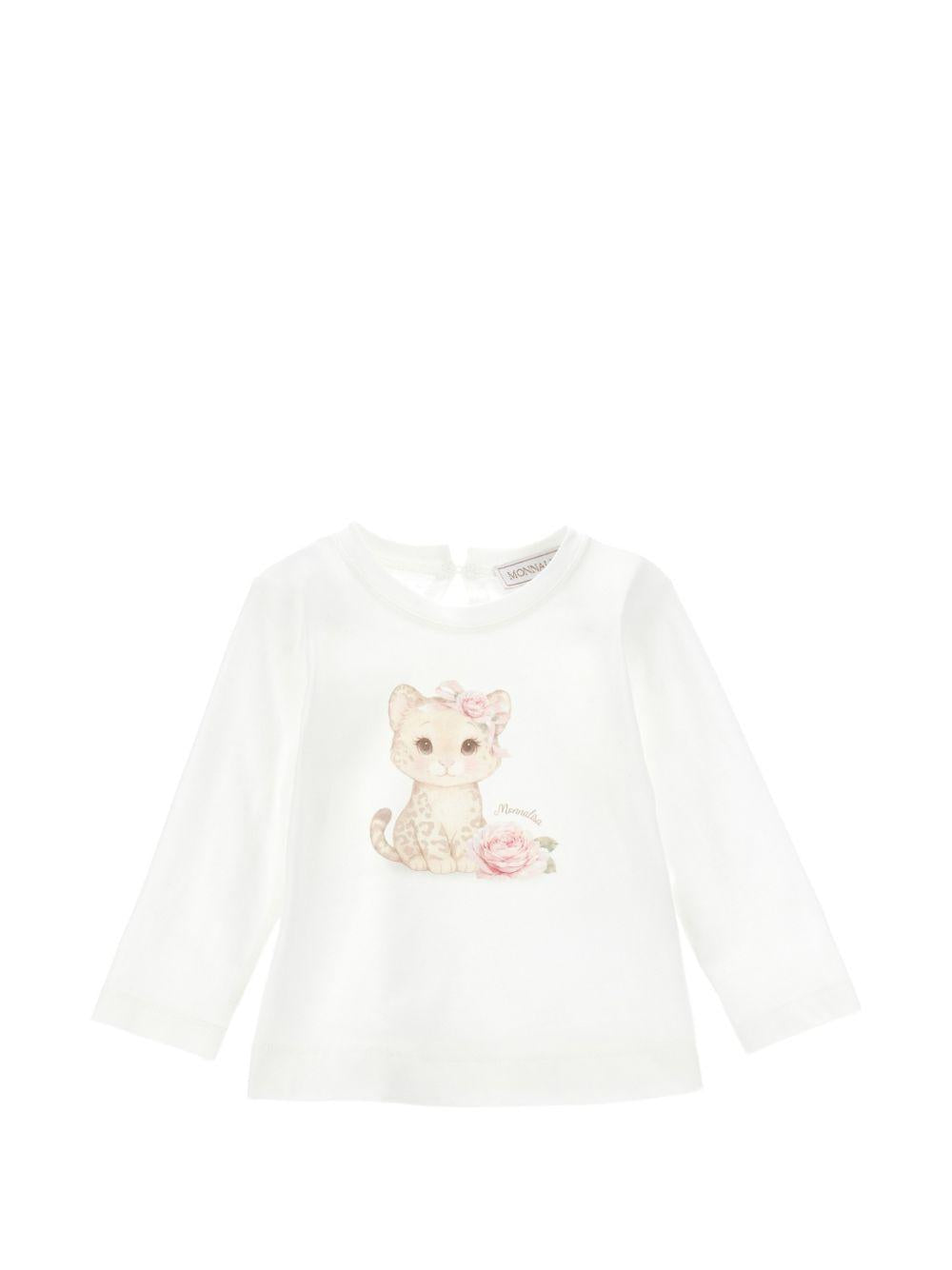 T-shirt per neonata Monnalisa Kids bianca con stampa grafica sul davanti 39H601 8002 0001 MONNALISA KIDS 