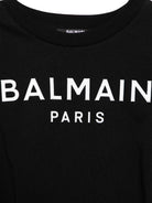 T-shirt con applicazione per bambina Balmain Kids nero con orlo dritto BW8A61 Z0082 930BC BALMAIN KIDS 