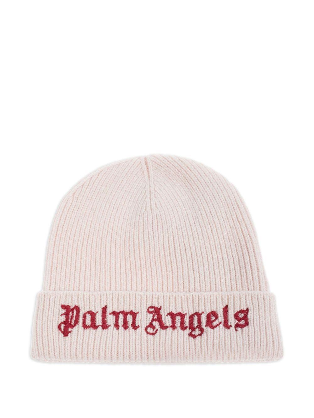 Berretto per bambina Palm Angels Kids rosa a coste con logo ricamato PGLC006F25KNI001 3B27 PALM ANGELS KIDS 