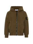 Felpa per bambino Stone Island Junior marrone con patch logo K2S166100003S0A20 V0054 STONE ISLAND JUNIOR 
