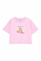 T-shirt per bambina Moschino Kids rosa con stampa ciliegie HDM075LAA02 51473 MOSCHINO KIDS 