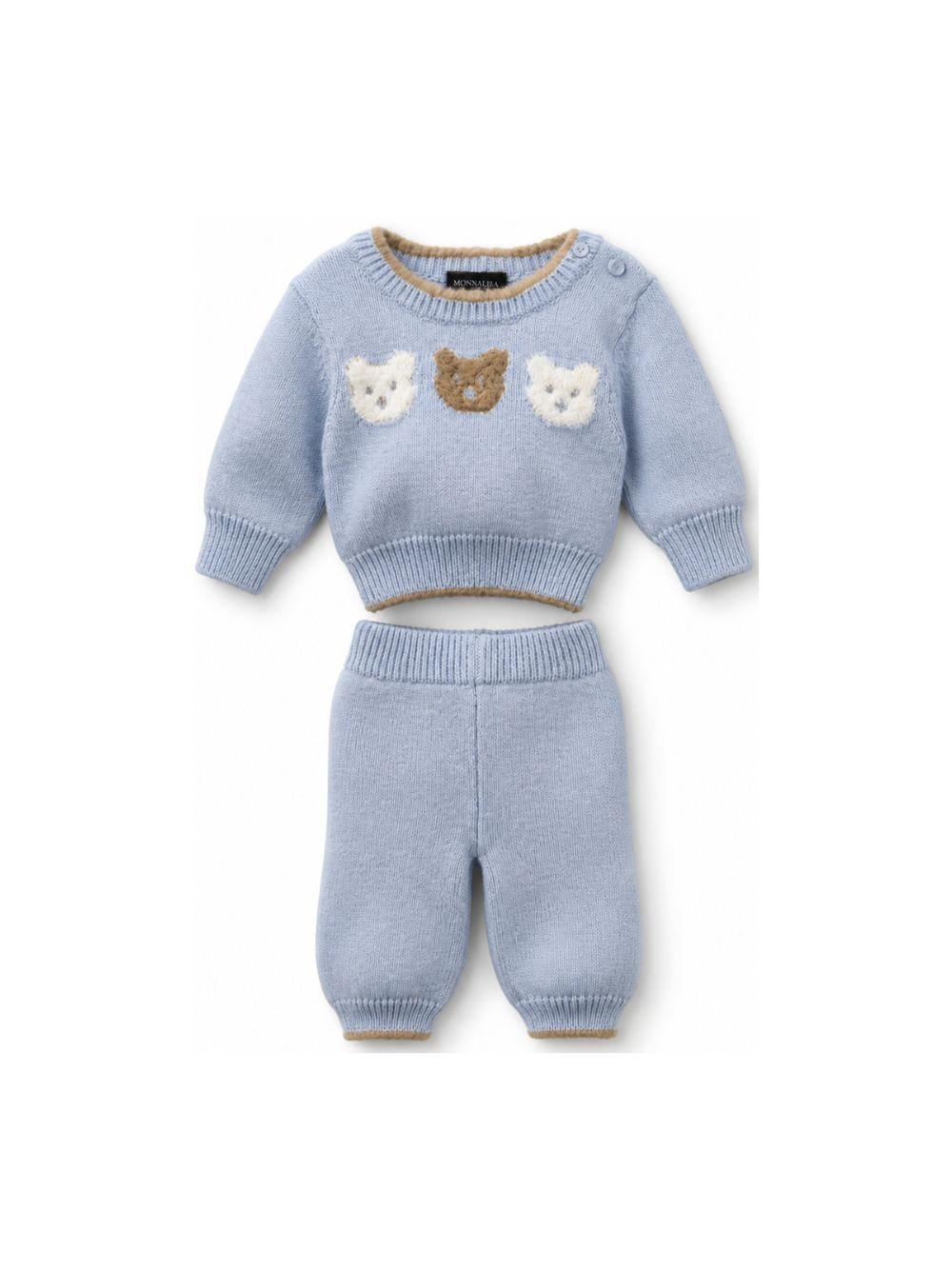 Completo per neonati Monnalisa Kids azzurro con intarsio Teddy Bear 22H505 8060 0052 MONNALISA KIDS 