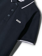 Polo per bambino Boss Kids blu con stampa logo sul petto J25P26 849 BOSS KIDS 