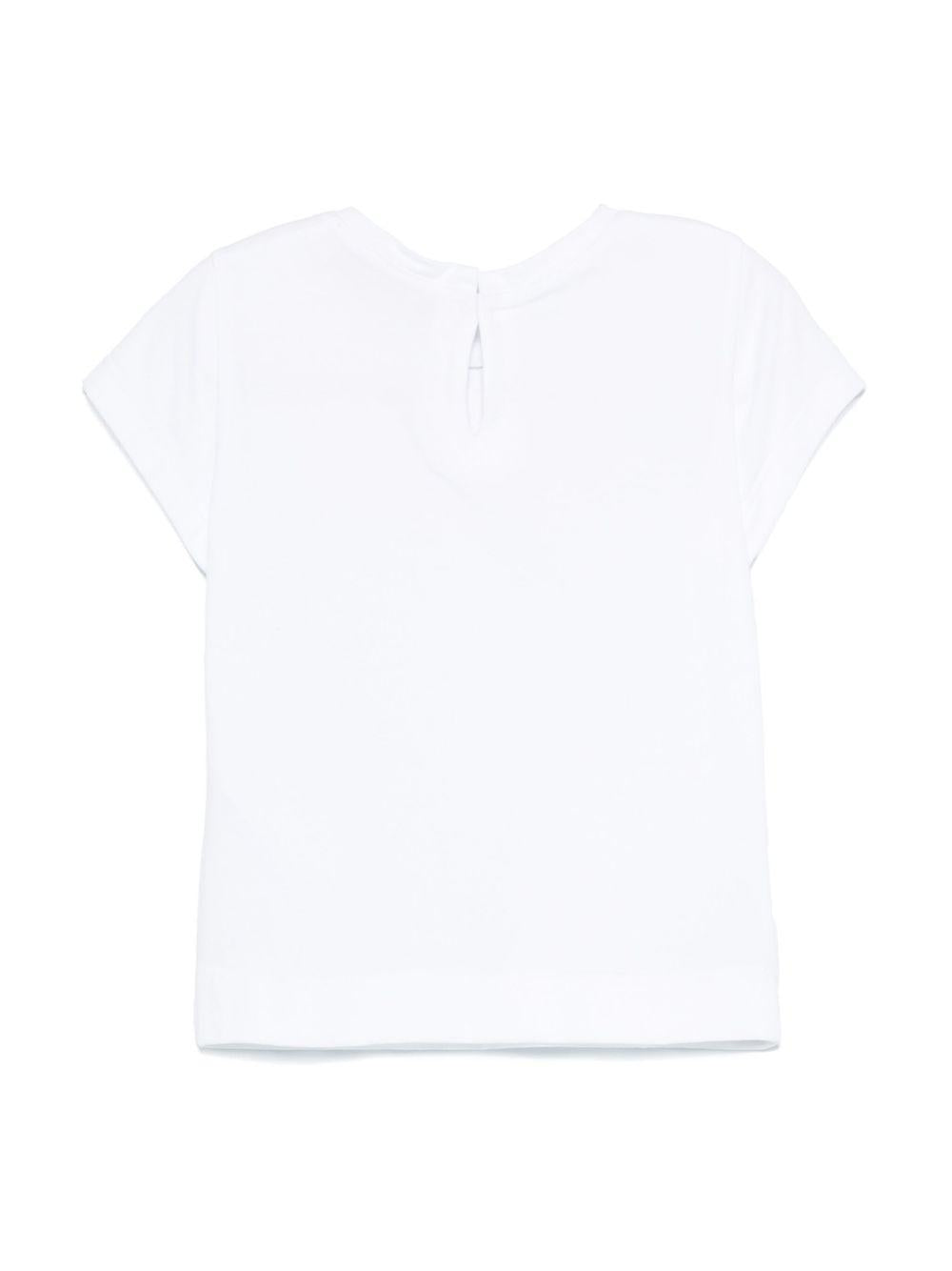 T-shirt con stampa per neonata Monnalisa bianco con apertura a goccia 39E601 5015 0099 MONNALISA 