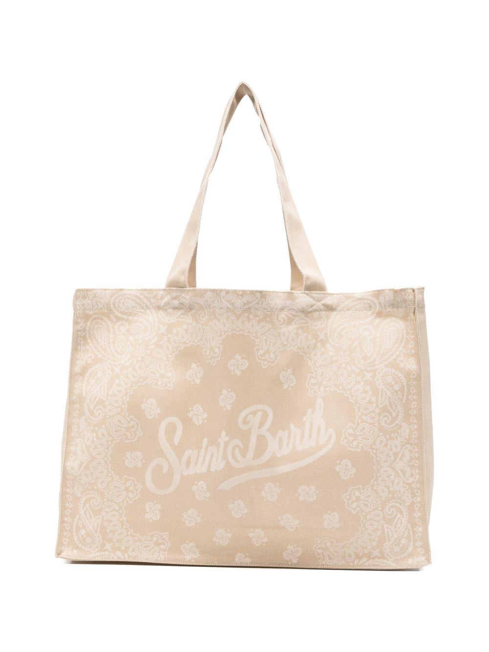 Borsa tote Essential Bag N MC2 Saint Barth beige con stampa paisley e logo stampato EBAGN006 09193L MC2 ST. BARTH KIDS 