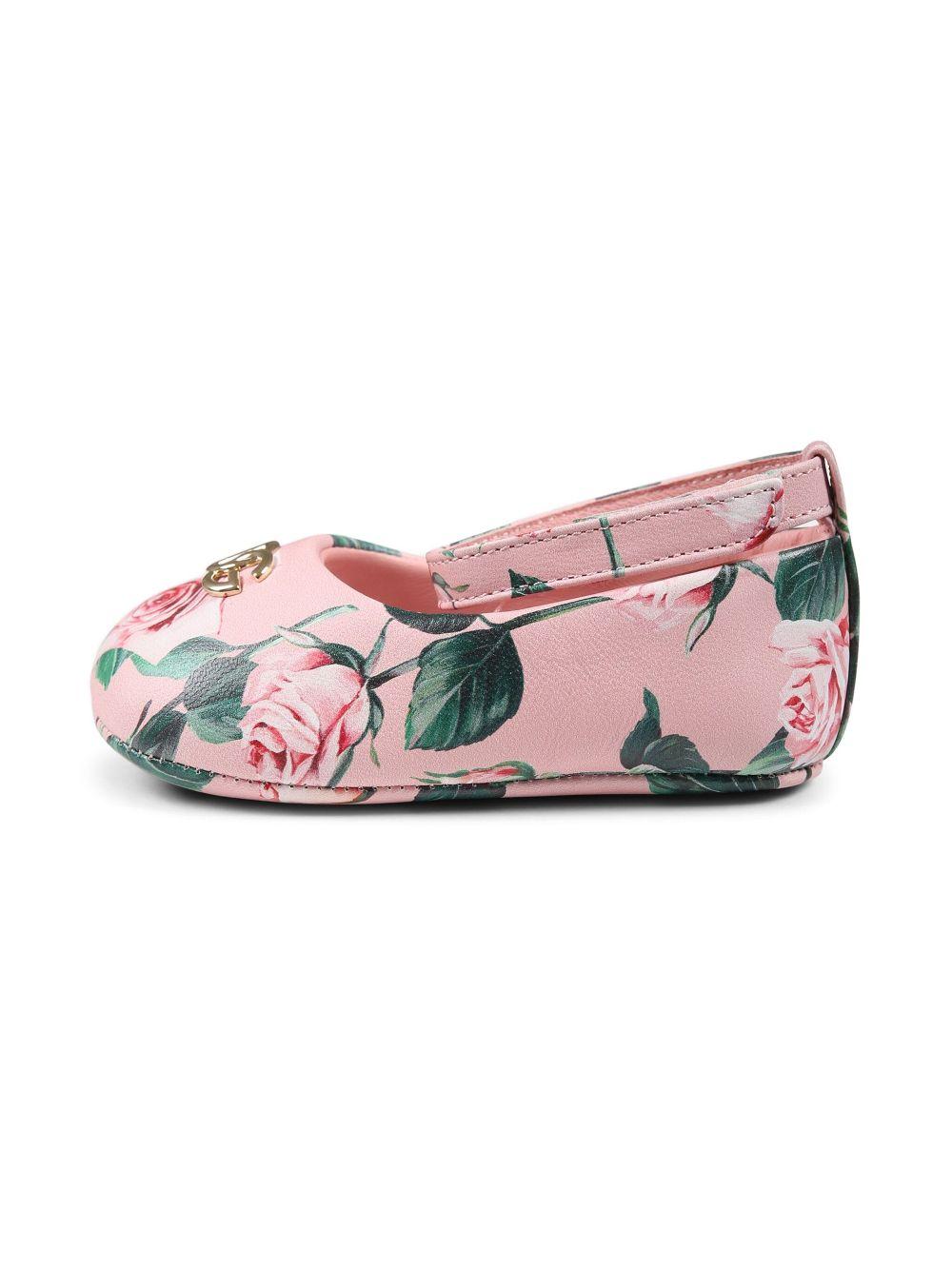Ballerine con stampa per neonata Dolce & Gabbana Kids rosa con suola piatta DK0065 AD471 HF5IZ DOLCE & GABBANA KIDS 