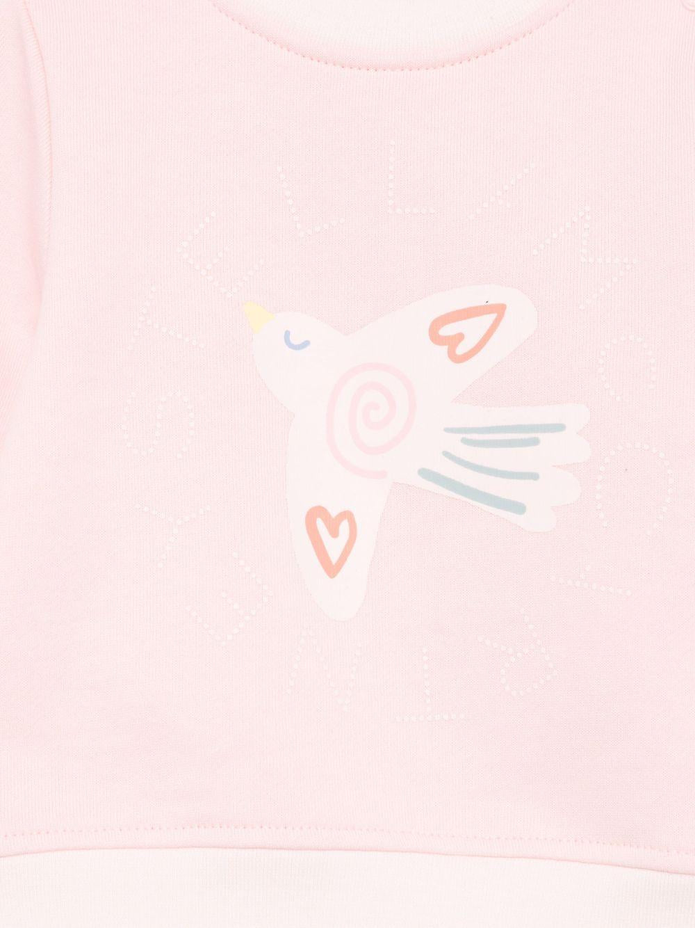Felpa per neonata Stella McCartney Kids rosa con stampa di uccelli TX4100 Z3059 511 STELLA McCARTNEY KIDS 