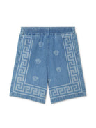 Shorts per bambino Versace Kids Medusa Bandana in denim con motivo testa di Medusa 10182661A13070 1D190 VERSACE KIDS 