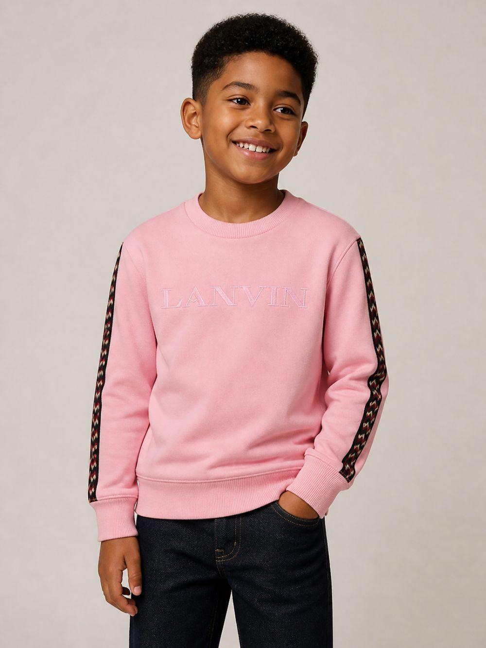 Felpa per bambini Lanvin Enfant rosa con ricamo logo sul davanti N30401 48N LANVIN KIDS 