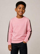Felpa per bambini Lanvin Enfant rosa con ricamo logo sul davanti N30401 48N LANVIN KIDS 