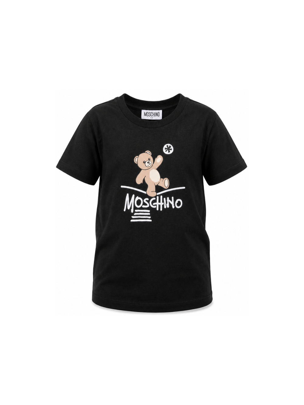 T-shirt per bambini Moschino Kids nera con motivo Teddy Bear HUM05XLAA20 60100 MOSCHINO KIDS 