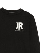 Maglione per bambino John Richmond Junior nera con logo ricamato RBA26168MA BLACK JOHN RICHMOND KIDS 