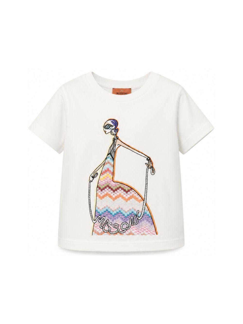 T-shirt per bambina Missoni Kids bianca con stampa grafica MZ8A41 Z3672 102 MISSONI KIDS 