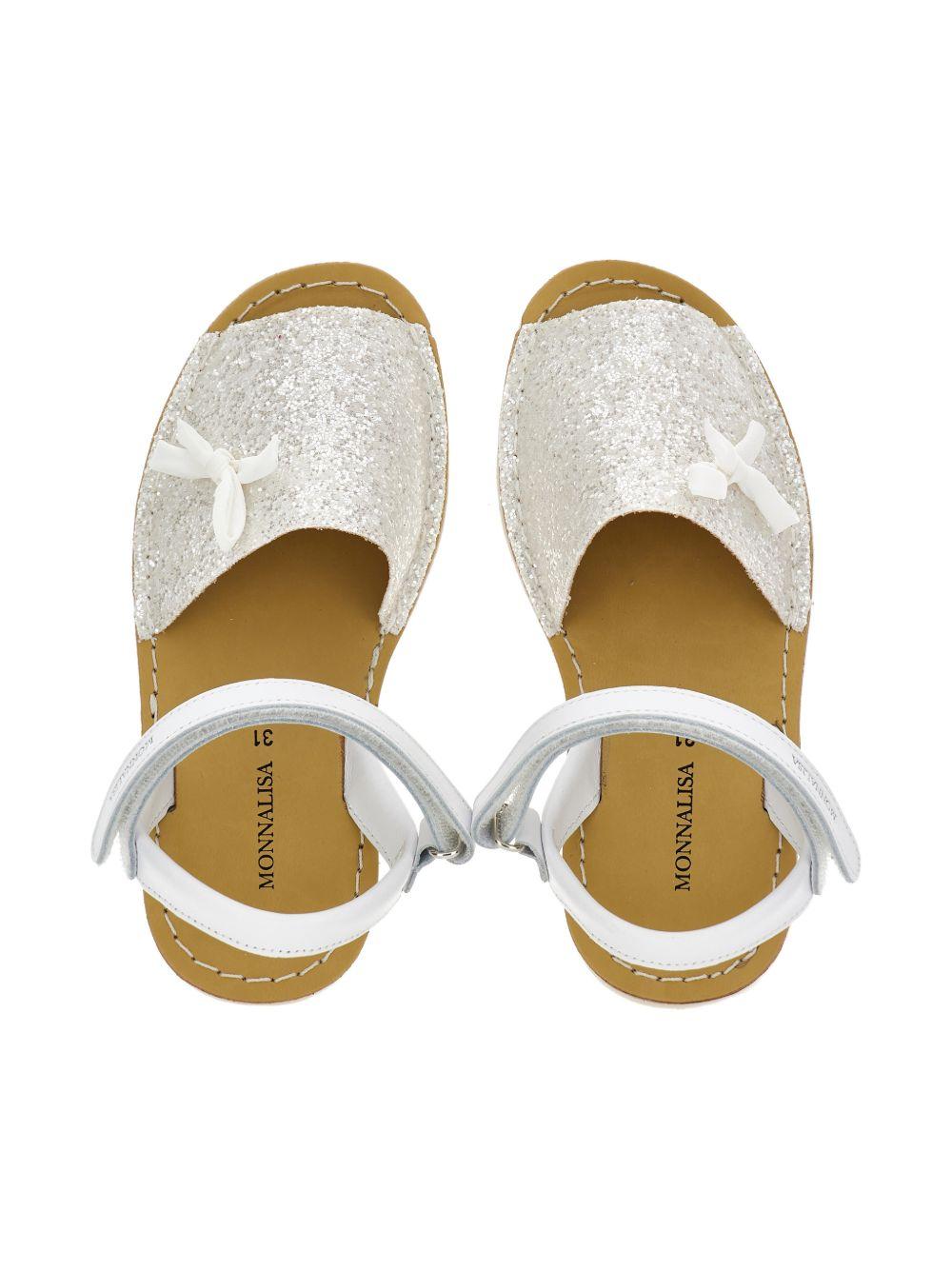 Sandali per bambina Monnalisa bianchi con decorazione con glitter 87G003 7711 G001 MONNALISA KIDS 