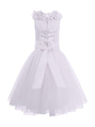 Abito per bambina Monnalisa bianco con dettaglio a fiori 77G900 7121 0001 MONNALISA KIDS 