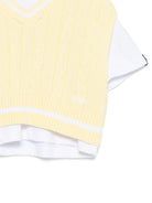Gilet per bambina MSGM Kids gialla in maglia con t-shirt S6MSJGTH034 001/79 MSGM KIDS 
