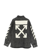 Camicia per bambino Off-White Kids grigia con logo sul davanti 44BYD001S26D001 031 OFF WHITE KIDS 