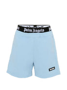 Costume da bagno per bambino Palm Angels Kids azzurro con logo in vita PBFD005S26FAB001 960 PALM ANGELS KIDS 