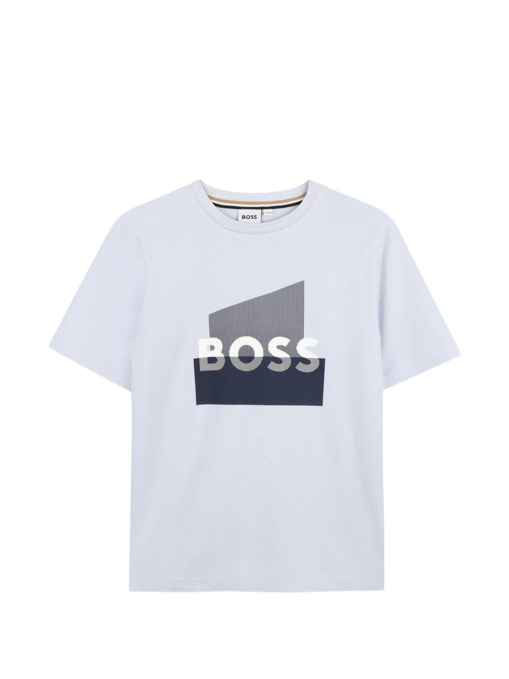 T-shirt per bambino Boss Kids azzurro con stampa grafica J52978 78K BOSS KIDS 