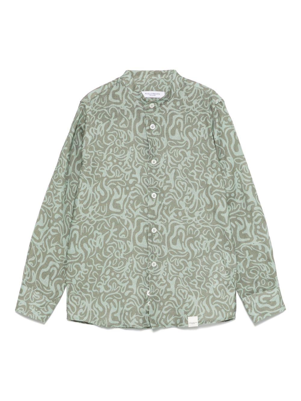 Camicia per bambino Paolo Pecora Kids verde con stampa grafica PP4033 OLIVA PAOLO PECORA KIDS 