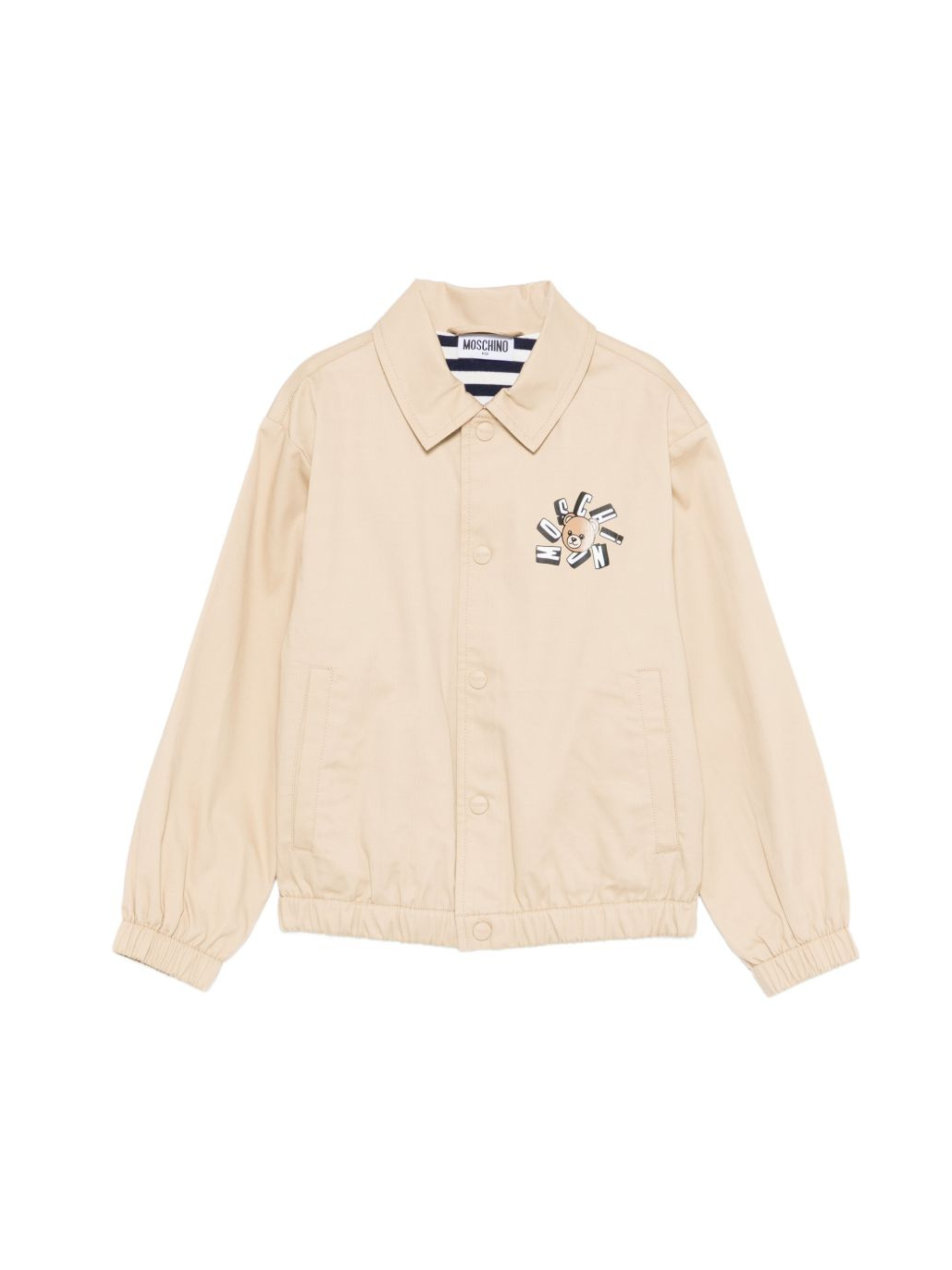 Giubbino per bambino Moschino Kids beige con stampa logo HUS05MLYA02 20829 MOSCHINO KIDS 