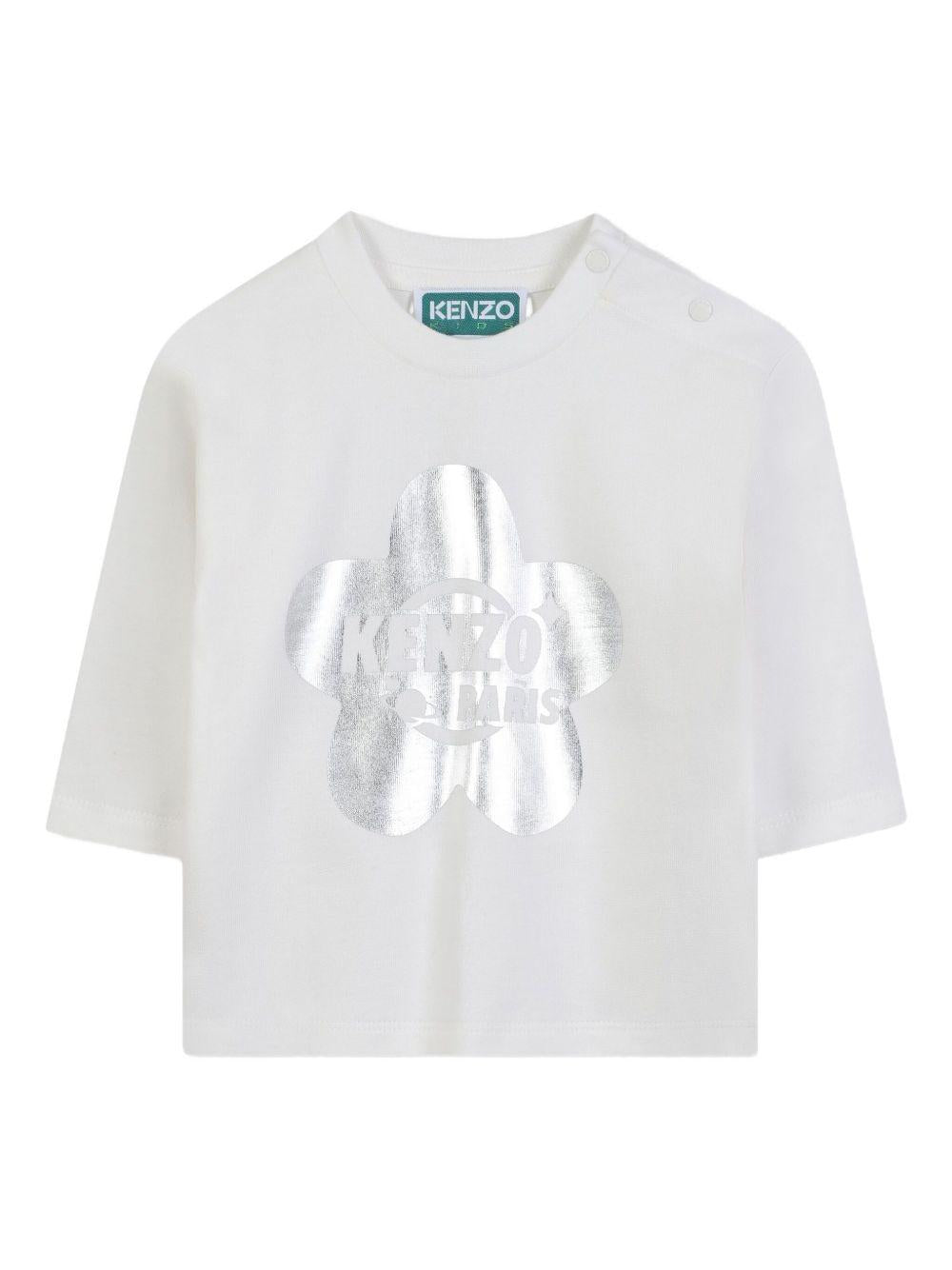 T-shirt per neonata Kenzo Kids bianca con stampa Boke Flower K61276 117 KENZO KIDS 