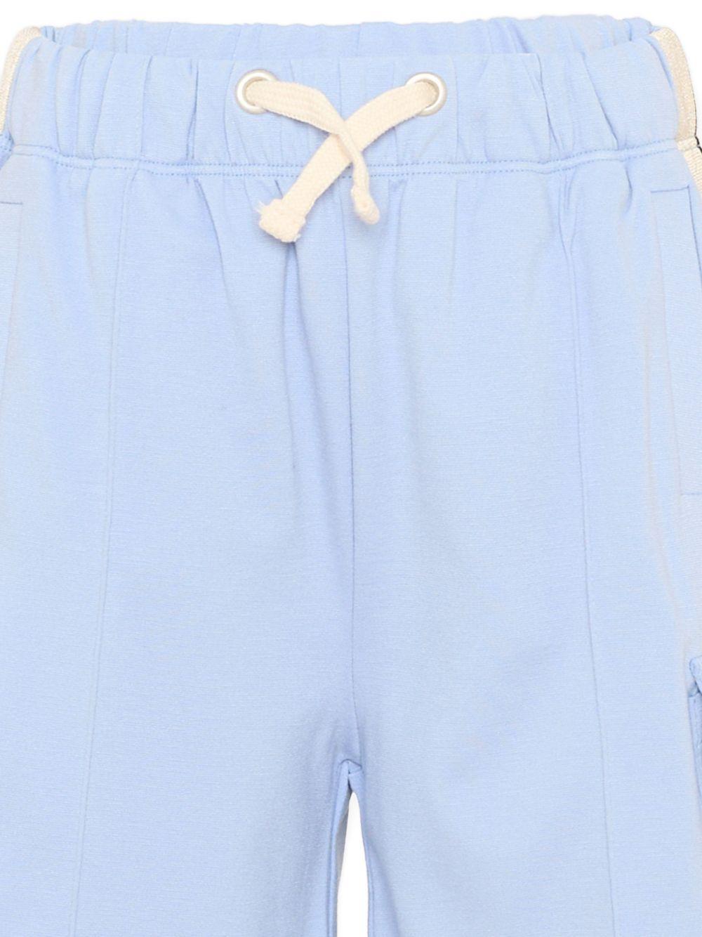 Shorts per bambino Palm Angels Kids azzurri con chiusura a coulisse PBCL004S26FLE001 960 PALM ANGELS KIDS 