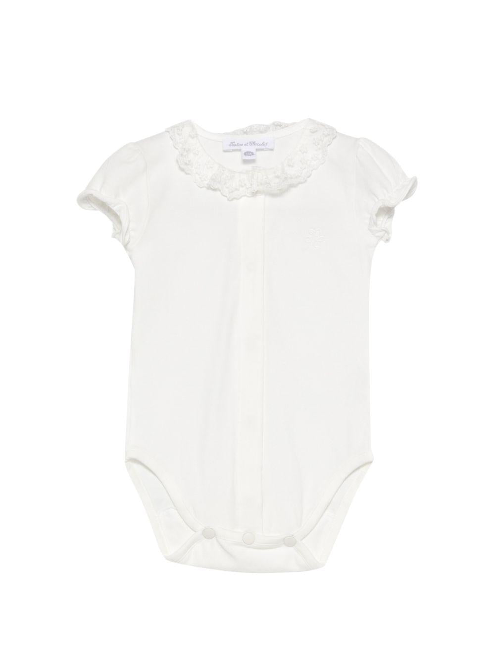 Tutina per neonata Tartine Et Chocolat bianca con colletto in pizzo CC11000 13 TArtine & Chocolat KIDS 