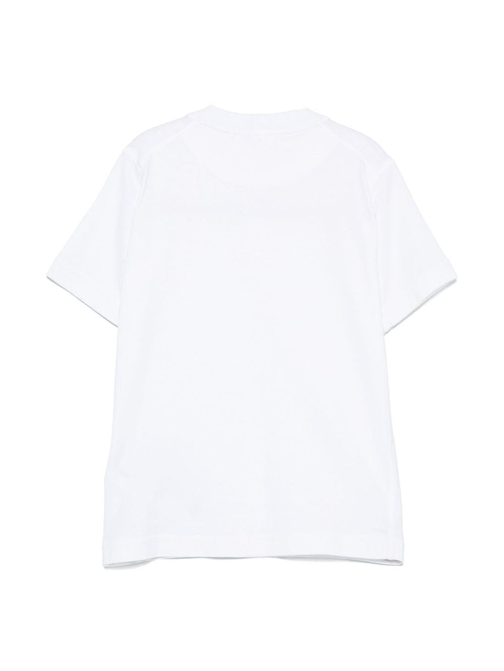 T-shirt per bambino Stone Island Junior bianco con ricamo con orlo dritto K1S162100007S0050 V0001 STONE ISLAND JUNIOR 