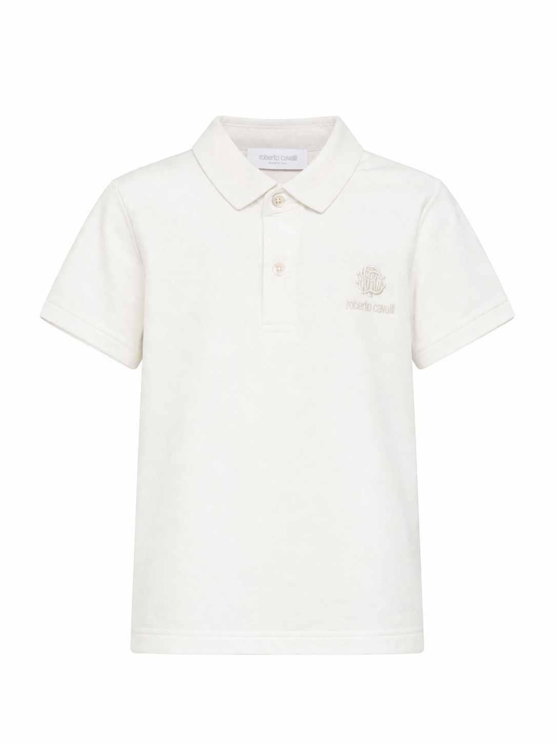 Polo per bambino Roberto Cavalli Kids bianco con dettaglio logo CBP26106PO OFF-WHITE ROBERTO CAVALLI KIDS 