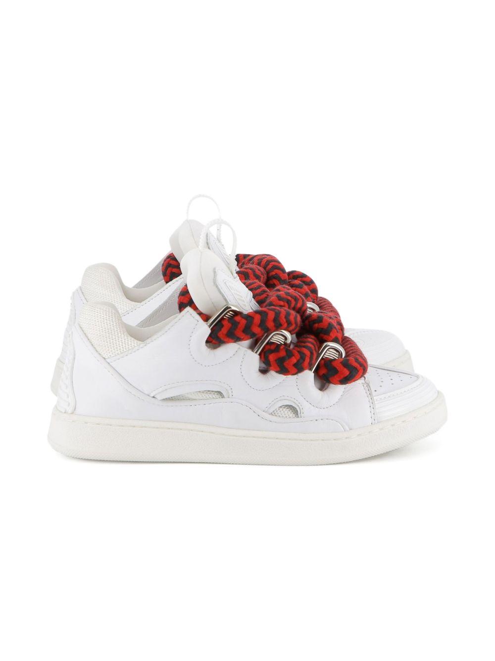 Sneakers Statement per bambini Lanvin Enfant bianche con lacci rossi e neri a contrasto N30306 N89 LANVIN 
