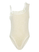 Costume intero per bambina Paramidonna Kids beige con rifinitura con ruches SS25NIV IVORY PARAMIDONNA KIDS 