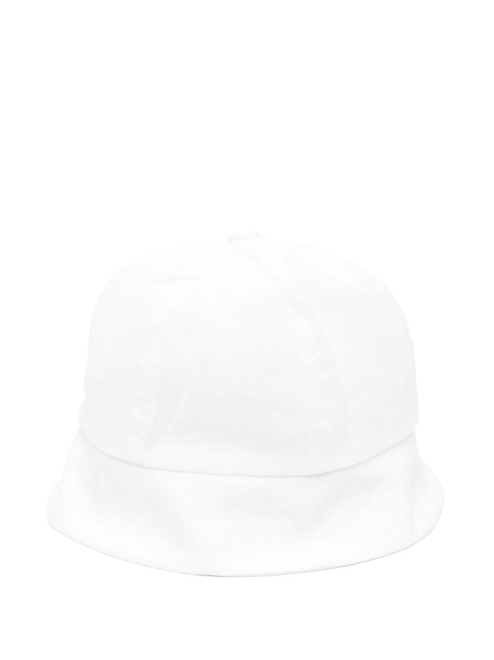 Cappello per neonata La Stupenderia bianco in lino con fascia regolabile sul collo TBCP57 D01 LA STUPENDERIA KIDS 