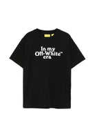 T-shirt per bambino Off-White Kids nera con stampa grafica 44BAA002S26J007 001 OFF WHITE KIDS 