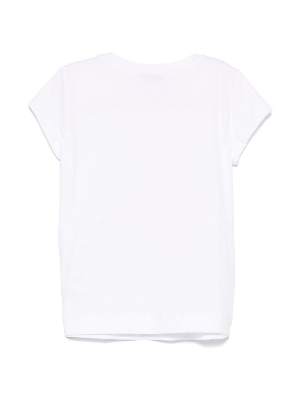 T-shirt con stampa Capri per bambina Monnalisa bianco con dettaglio pompon 11E623 5202 9944 MONNALISA 