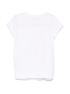 T-shirt con stampa Capri per bambina Monnalisa bianco con dettaglio pompon 11E623 5202 9944 MONNALISA 