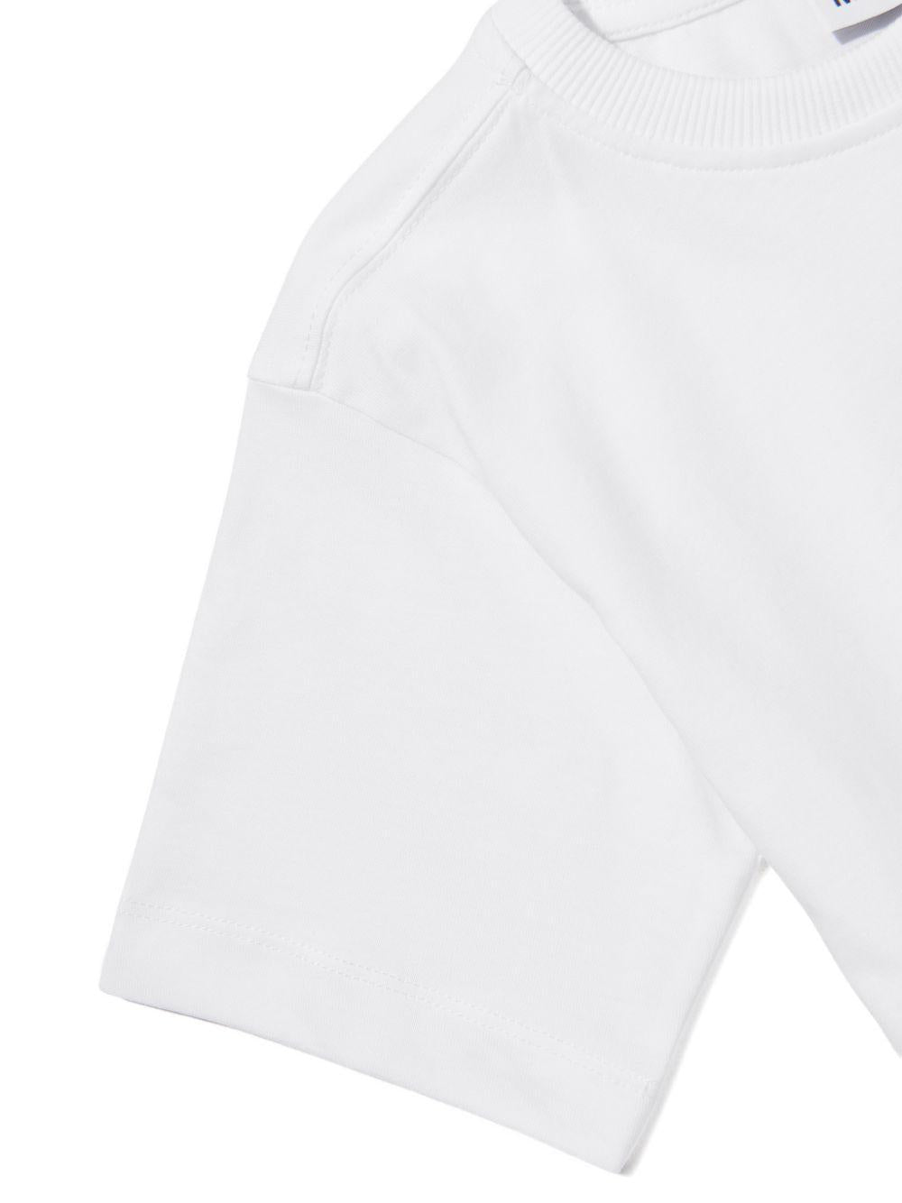 T-shirt per bambini Moschino Kids bianca con stampa grafica tre Teddy Bear HUM05PLAA23 10101 MOSCHINO KIDS 