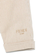 Pantaloni per neonato Fendi Kids beige con motivo a quadri e ricamo logo sulla gamba BMF244 AS63 F1P2N FENDI KIDS 