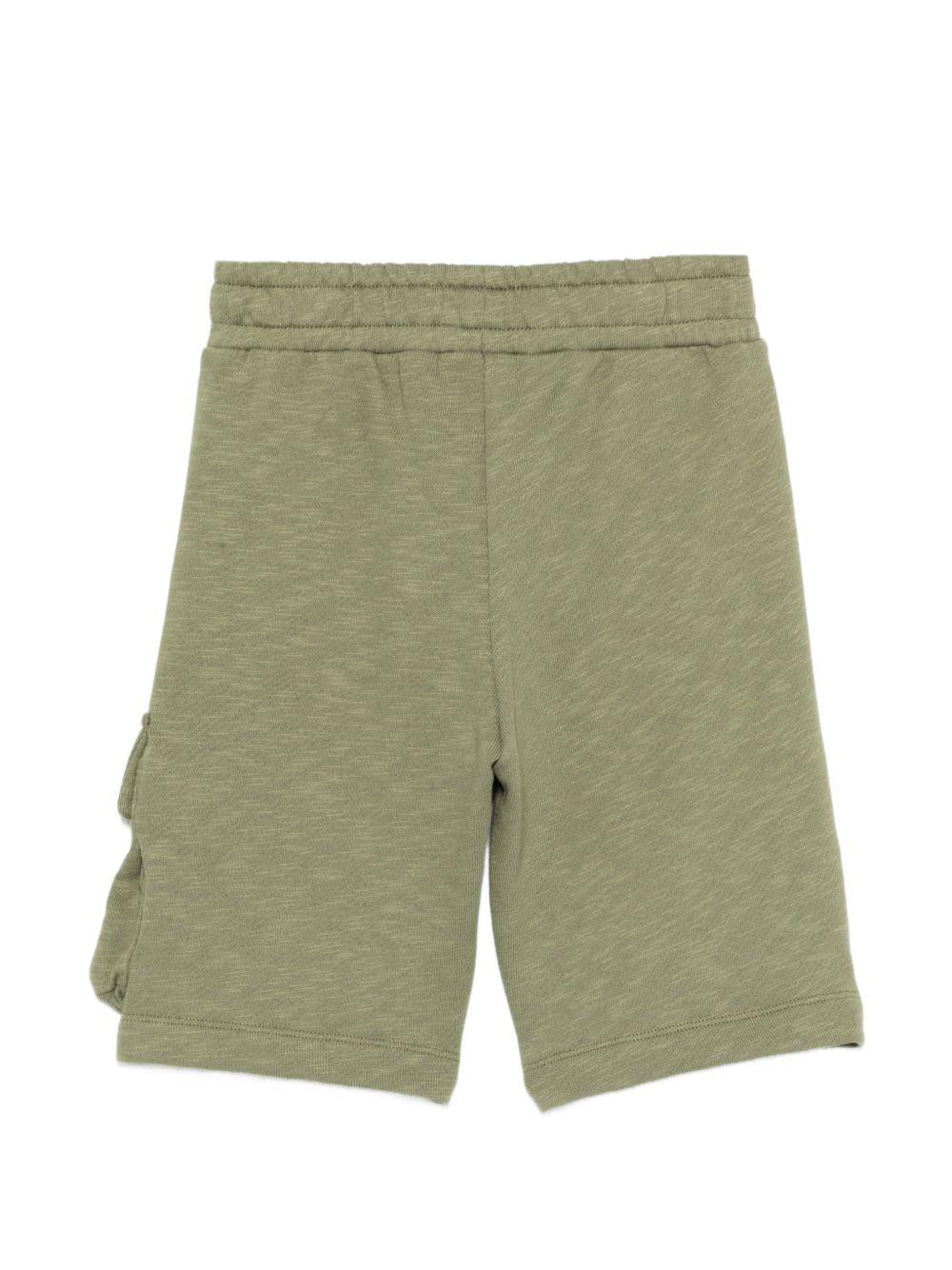 Shorts per bambino Moschino Kids verde con logo sul davanti HUQ02QLCA88 30037 MOSCHINO KIDS 