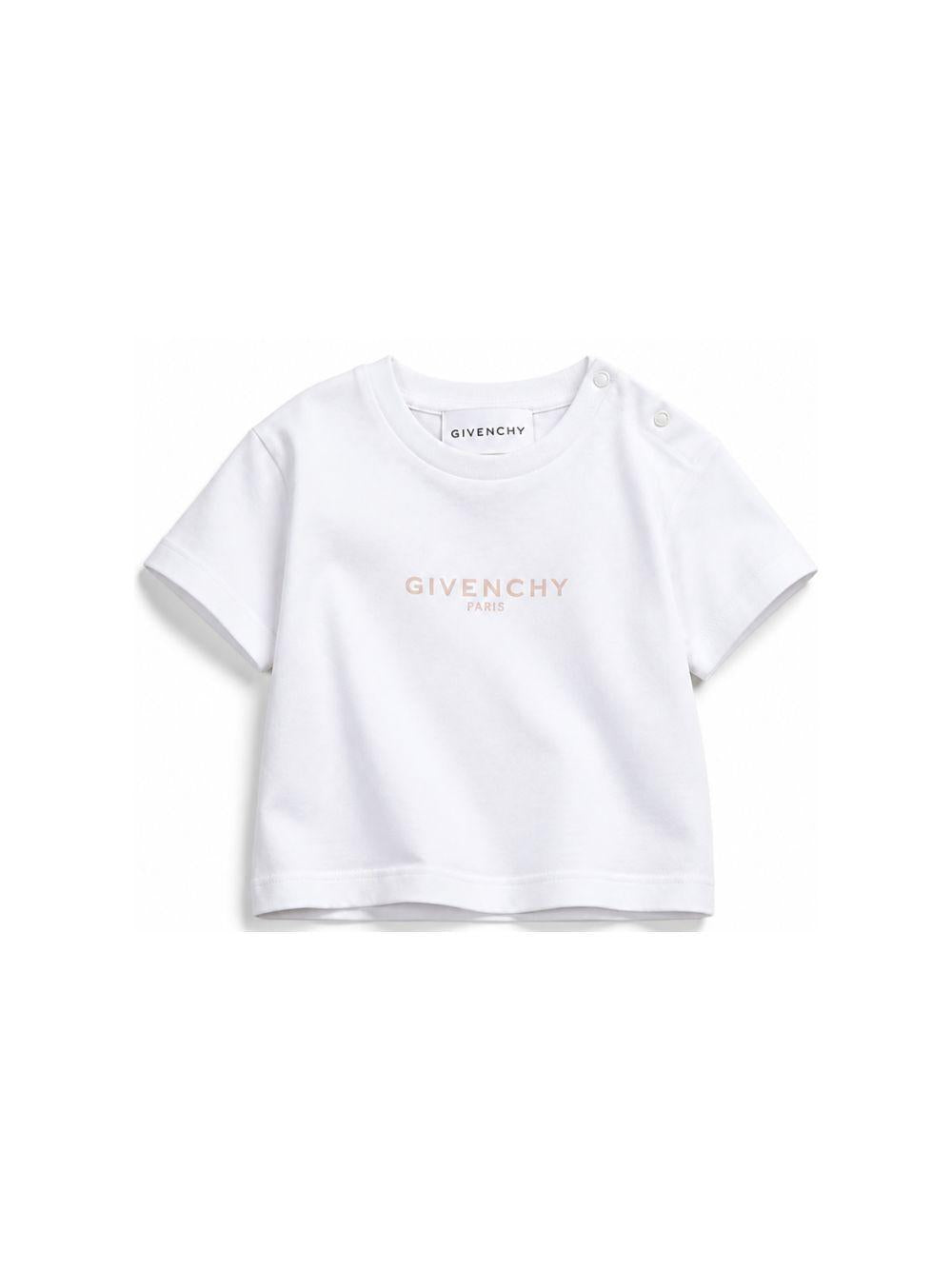 T-shirt per neonati Givenchy Kids bianca con logo sul davanti H31379 10P GIVENCHY KIDS 