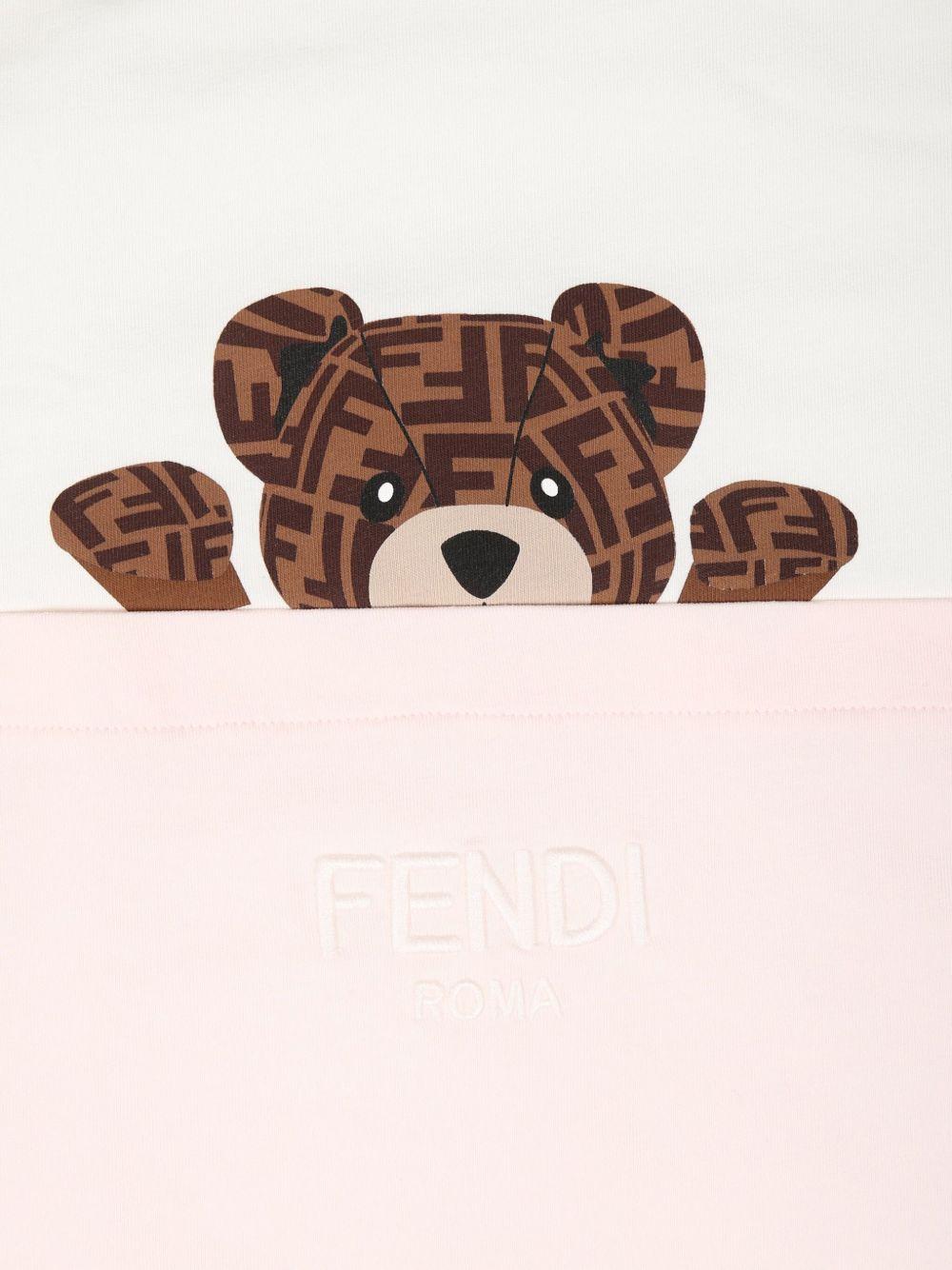 Coperta per neonata Fendi Kids bianca e rosa con dettaglio Teddy Bear BUJ282 ST8 F0C11 FENDI KIDS 