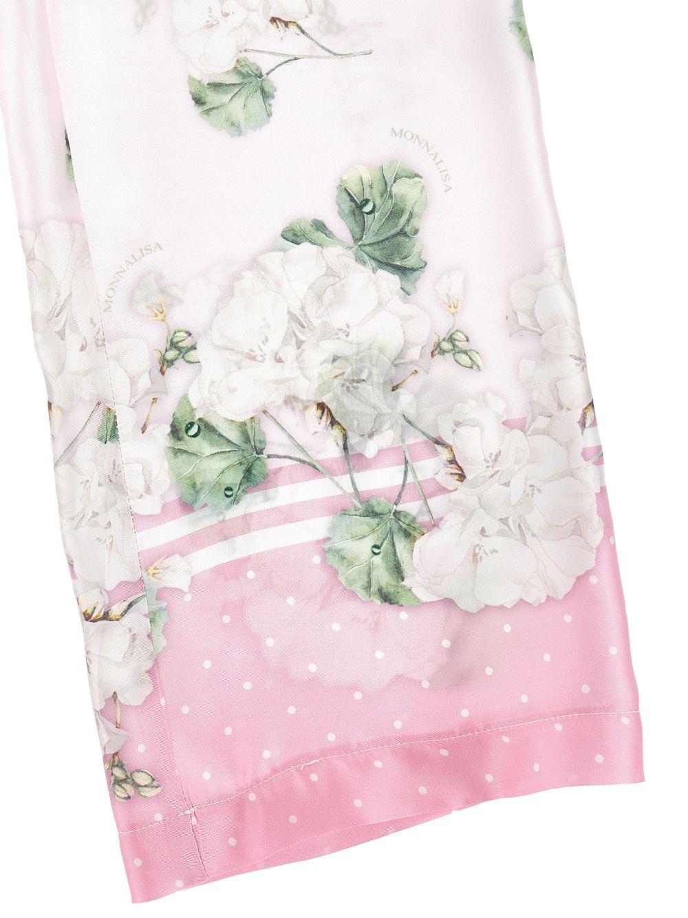 Pantaloni per bambina Monnalisa rosa con stampa a fiori 71G403 7668 0091 MONNALISA KIDS 