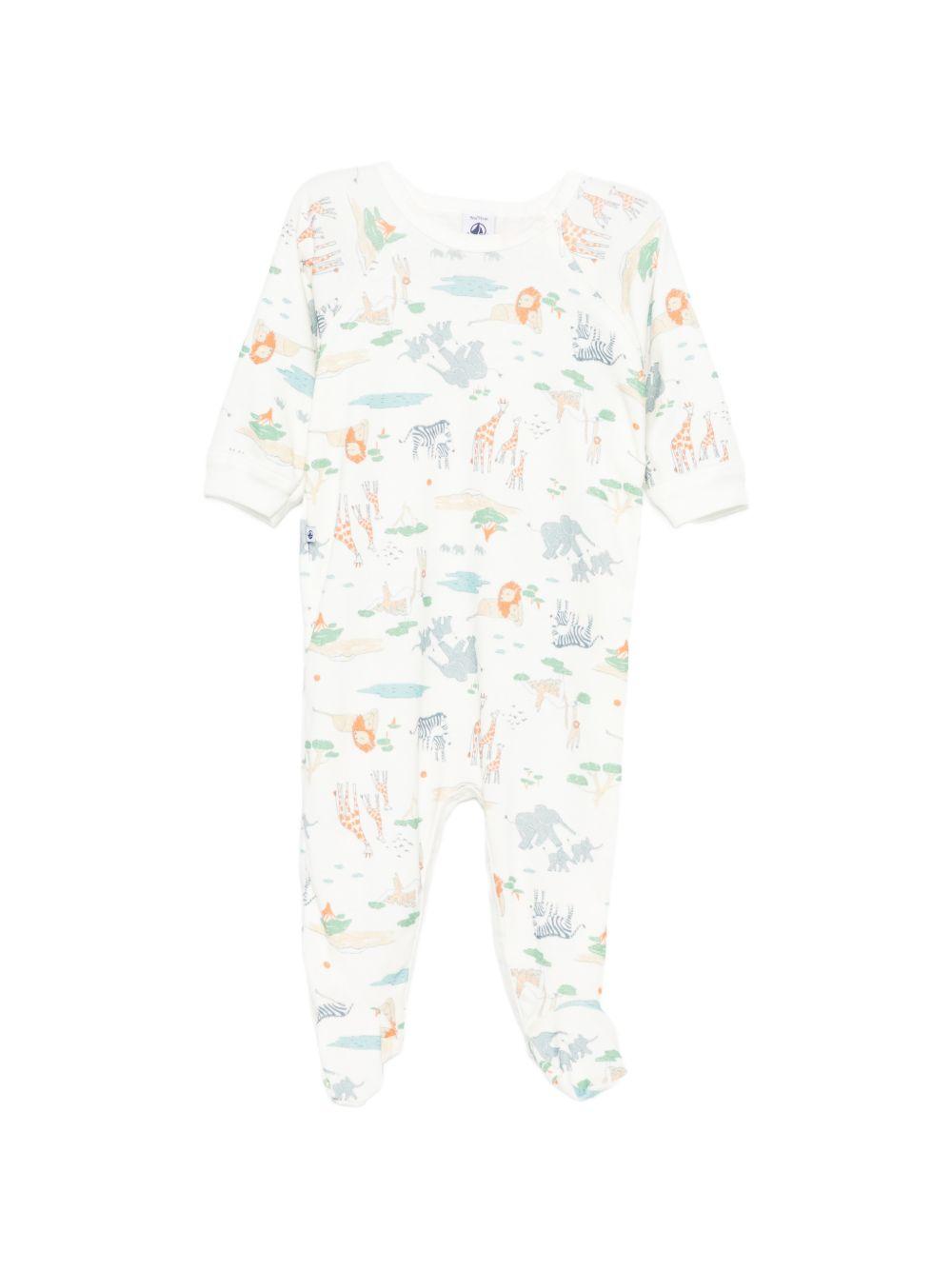 Tutina per neonato Petit Bateau bianca con stampa grafica animali all-over A0F9N 01 PETIT BATEAU KIDS 