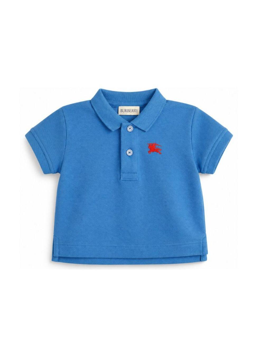 Polo per neonati Burberry Kids blu con logo ricamato 8121359 C4138 BURBERRY KIDS 