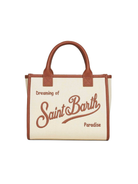 Borsa Vanity Midi Denim MC2 Saint Barth beige chiaro con logo ricamato VANMD001 01517L MC2 ST. BARTH KIDS 